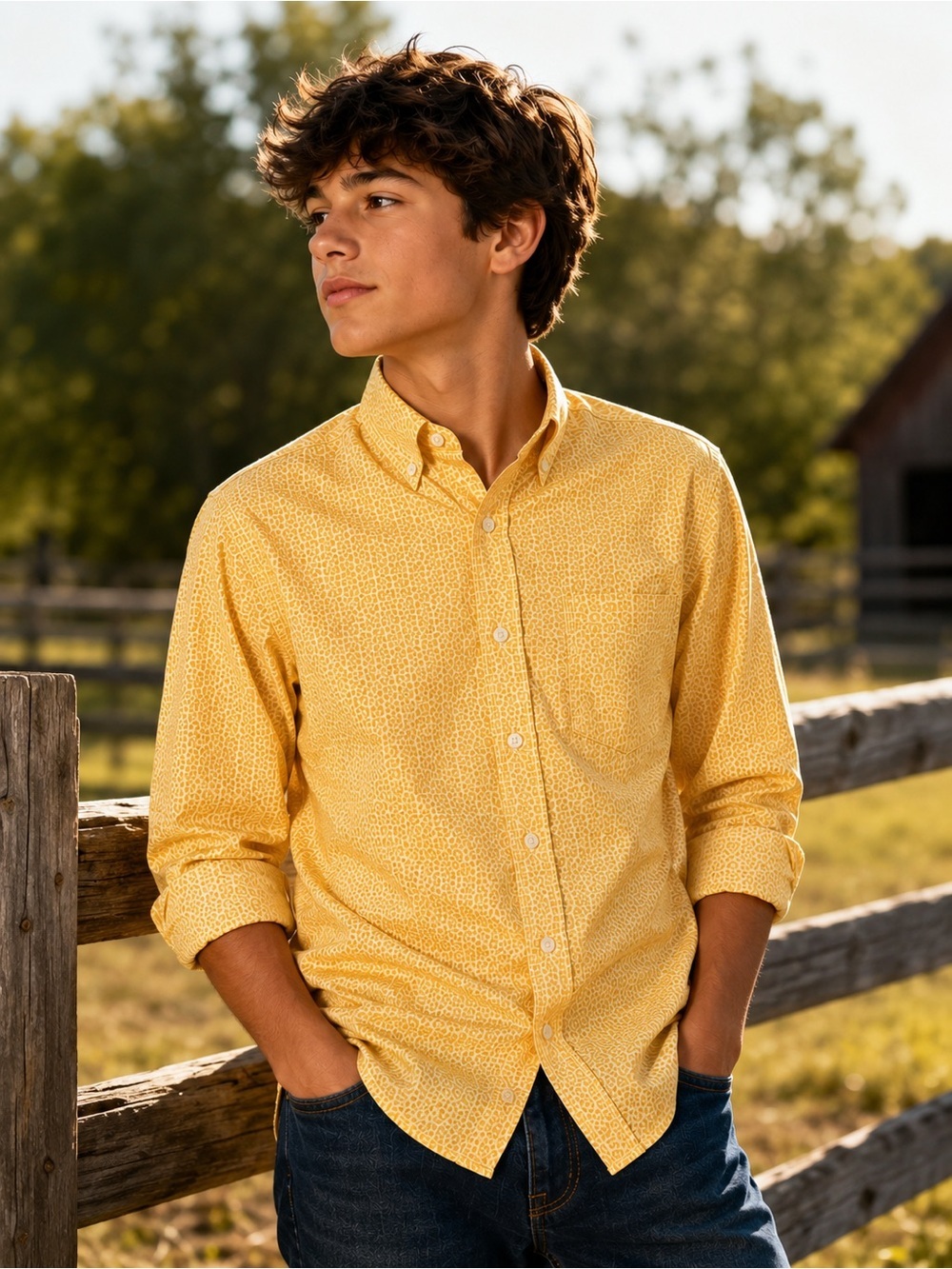 Panhandle Slim Western Button Down Shirt 🤠 Yellow Geo Print | Rodeo Cowboy Core